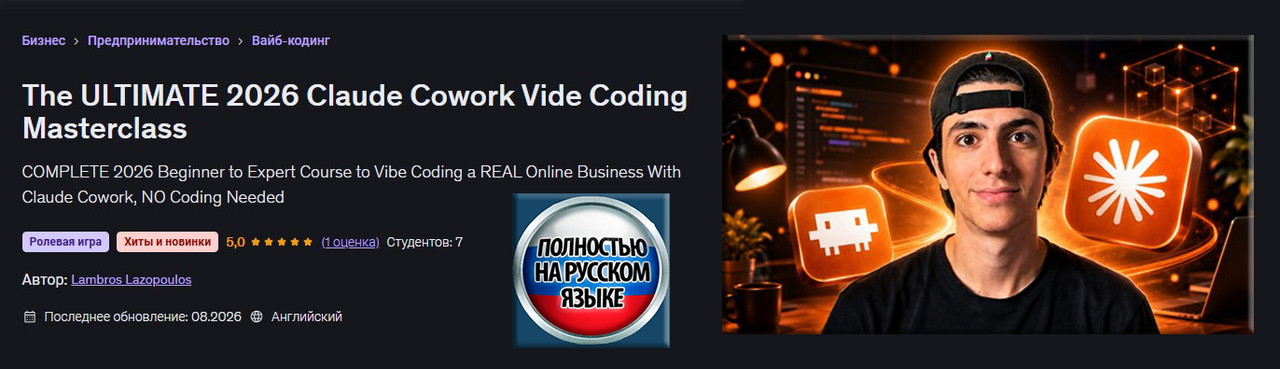 Udemy / Ламброс Лазопулос - Полный мастеркласс по вайб кодингу на Claude Cowork 2026