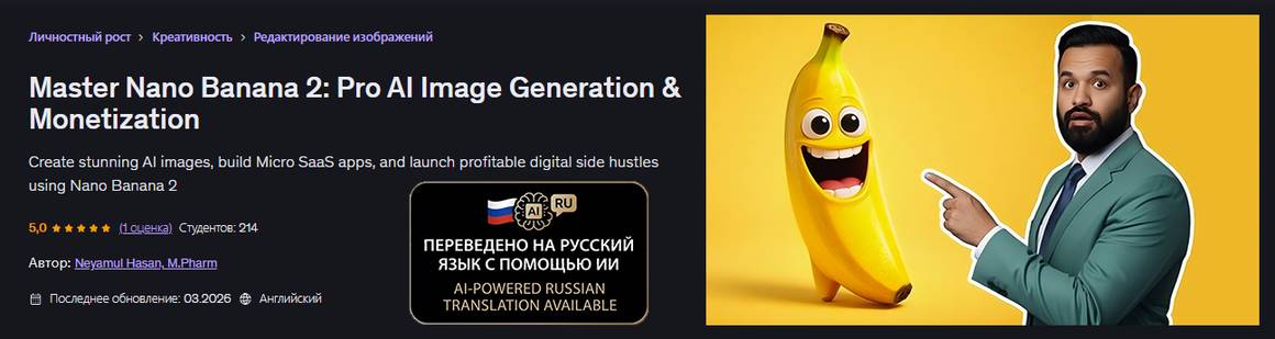 Neyamul Hasan - Master Nano Banana 2: Генерация и монетизация изображений на основе ИИ