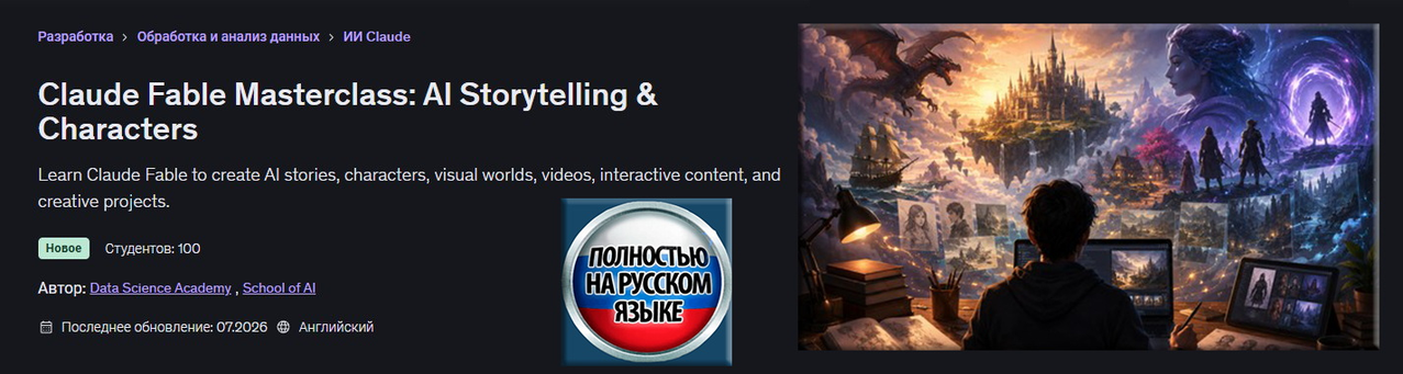 Udemy / School of AI - Мастеркласс по Claude Fable: ИИ-сторителлинг и персонажи